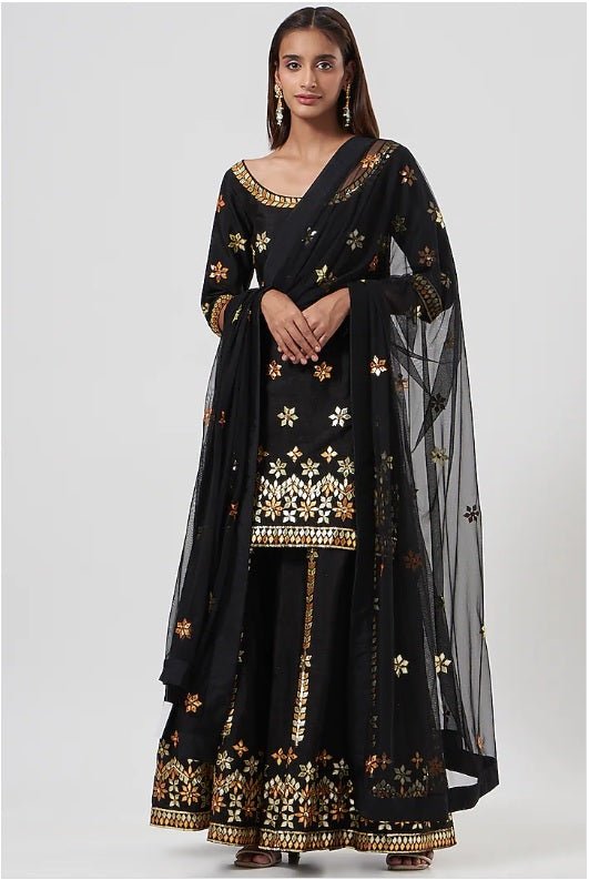 Black and Gold Gota Anarkali Set Esha Koul - Fabilicious Fashion