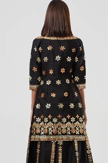Black and Gold Gota Anarkali Set Esha Koul - Fabilicious Fashion