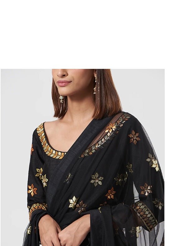 Black and Gold Gota Anarkali Set Esha Koul - Fabilicious Fashion