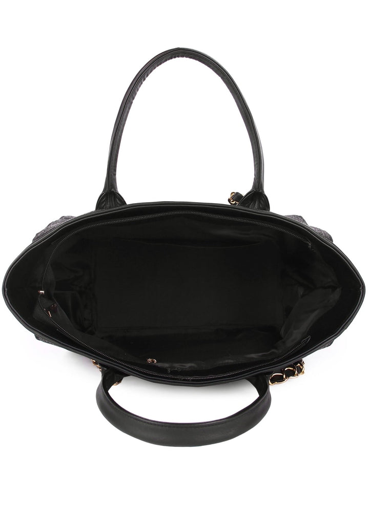 Black Canvas Tote Bag The Purple Sack - Fabilicious Fashion