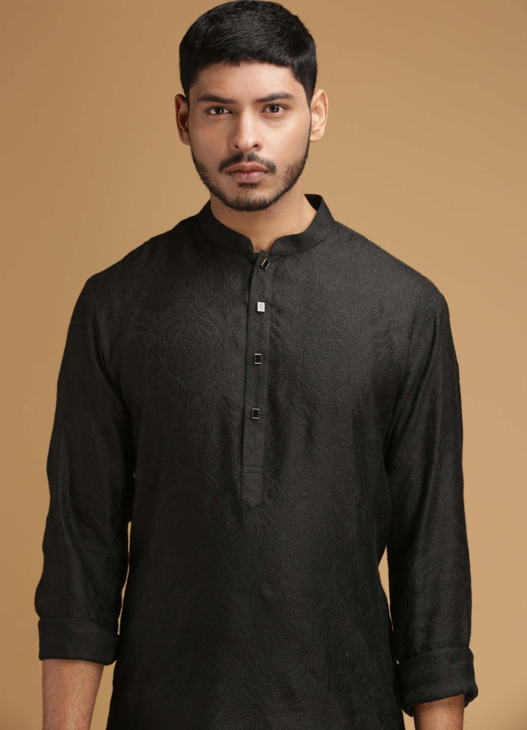 Black Classic Silk Kurta Set Chatenya Mittal - Fabilicious Fashion