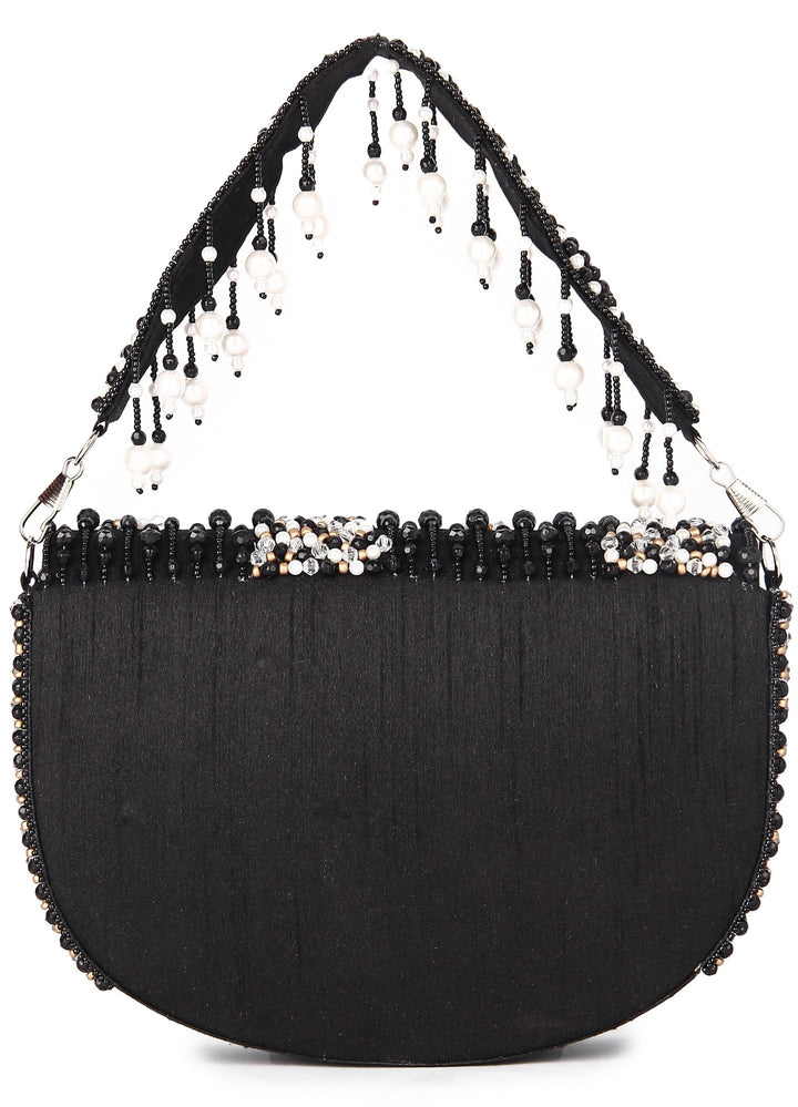 Black D Shaped Clutch The Purple Sack - Fabilicious Fashion