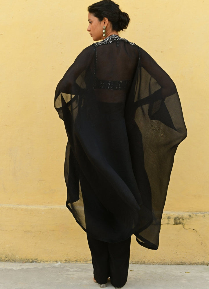 Chamee and Palak Black Embroidered Cape SetFabilicious Fashion