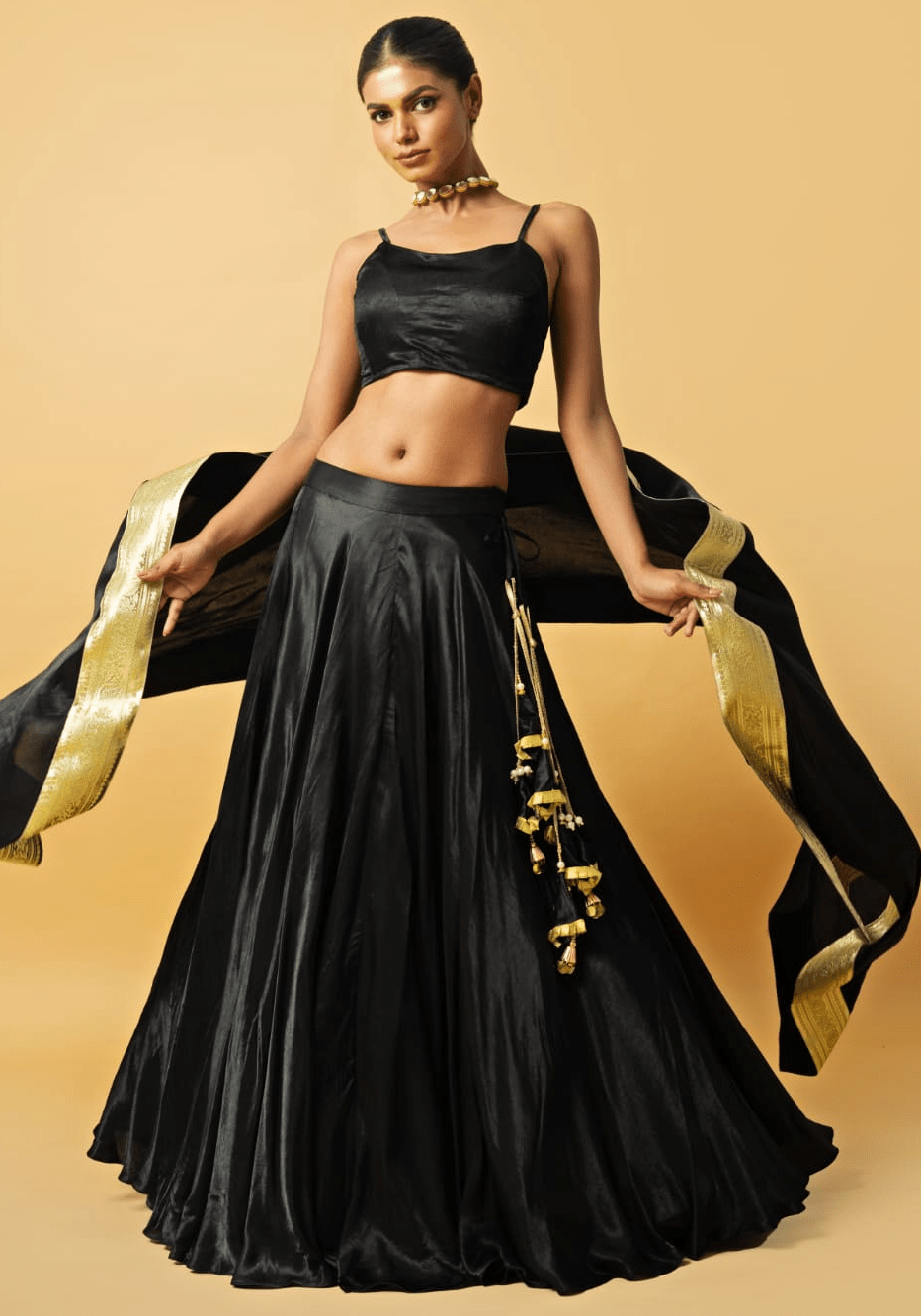 Black Embroidered Lehenga Set Quench A Thirst - Fabilicious Fashion