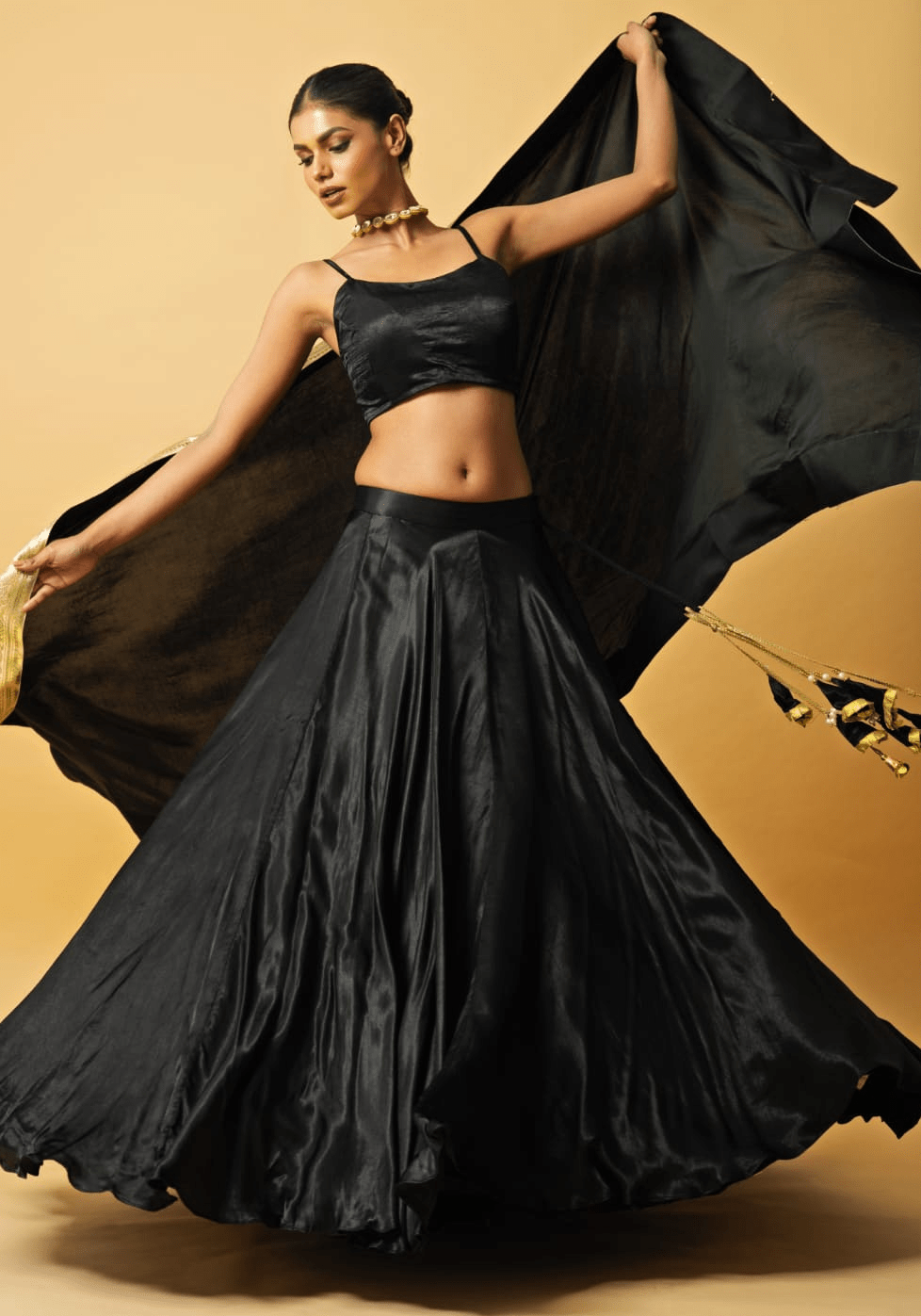 Black Embroidered Lehenga Set Quench A Thirst - Fabilicious Fashion