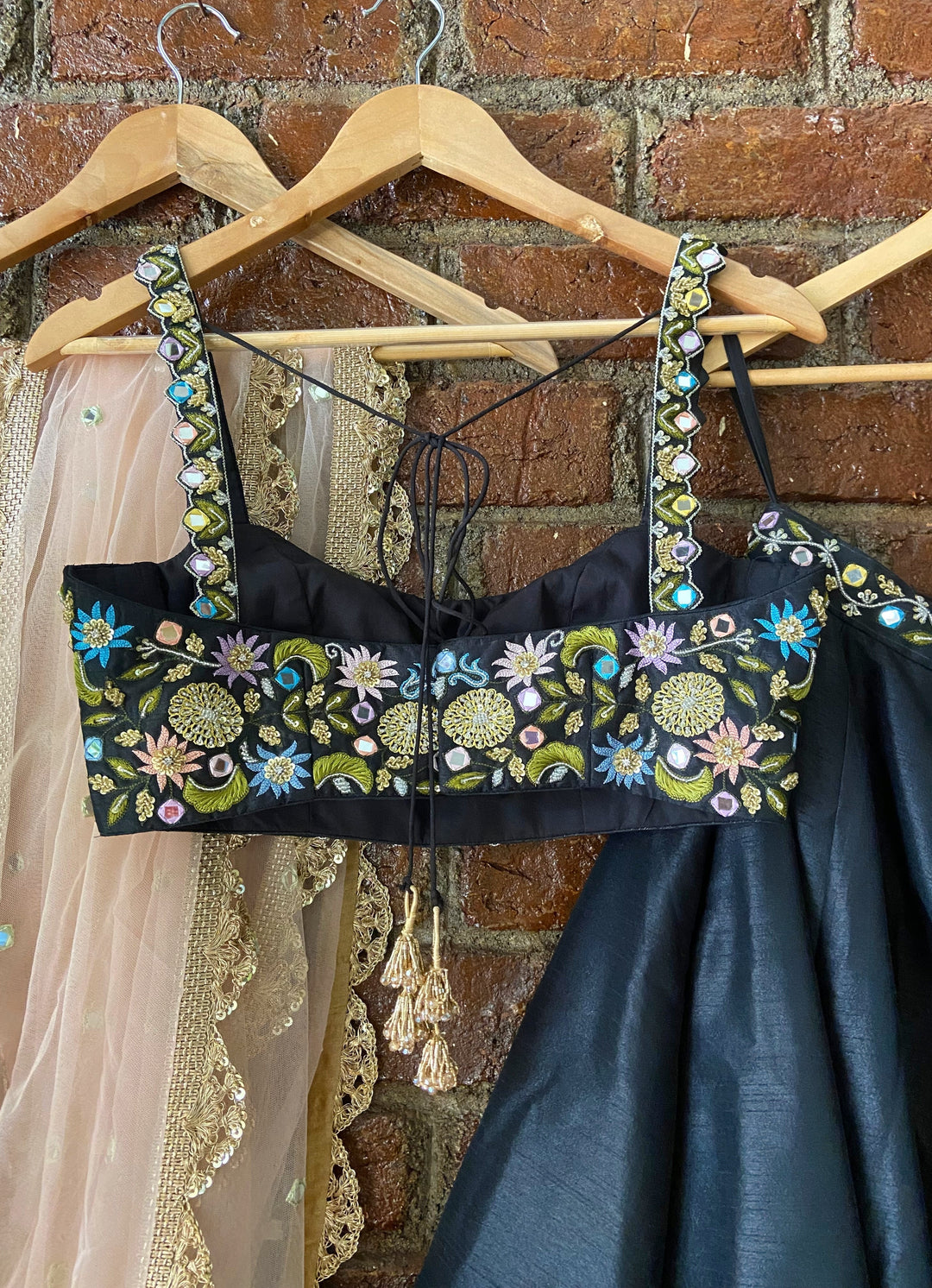 Midnight Blue Floral Embellished Lehenga Set With Soft Net Dupatta Priti Sahni - Fabilicious Fashion