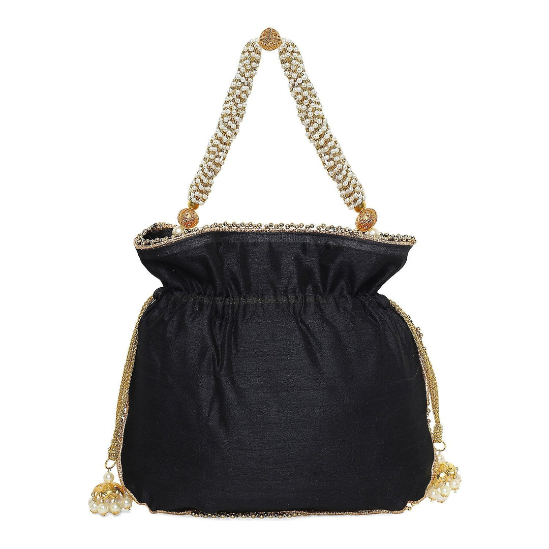 Black Floral Potli The Purple Sack - Fabilicious Fashion