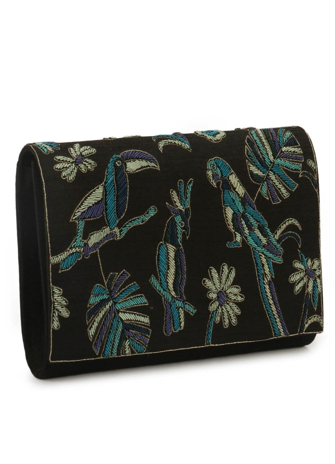 Black Parrot & Toucan Beads Clutch The Purple Sack - Fabilicious Fashion
