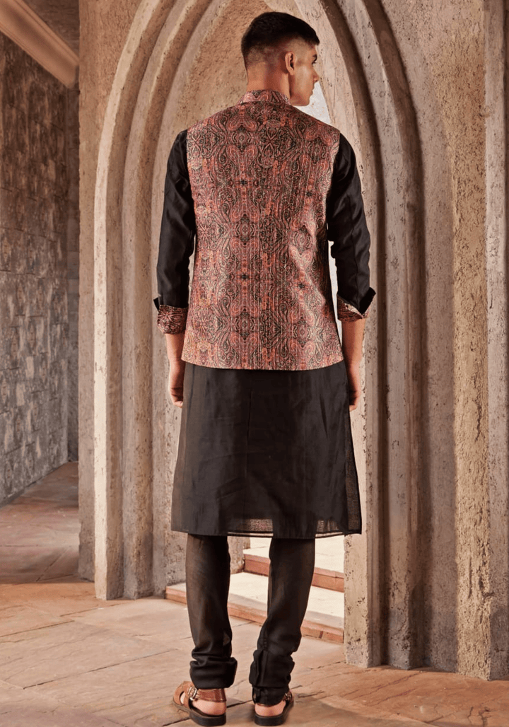 Black Printed Bandi Kurta Set Nidhika Shekhar - Men - Fabilicious Fashion