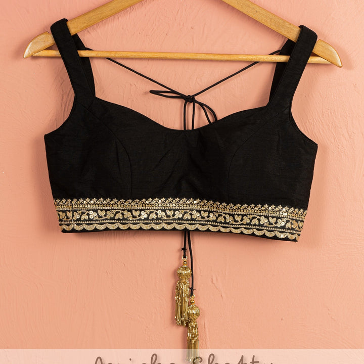 Black Stonework Silk Lehenga With Black Zari Blouse Anisha Shetty - Fabilicious Fashion