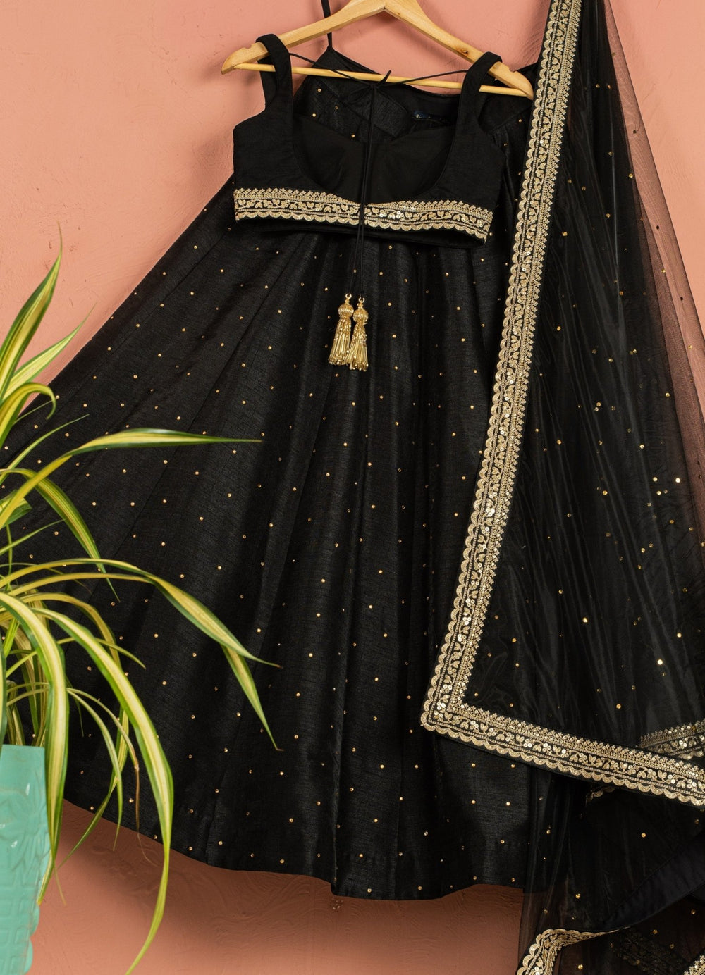 Black Stonework Silk Lehenga With Black Zari Blouse Anisha Shetty - Fabilicious Fashion