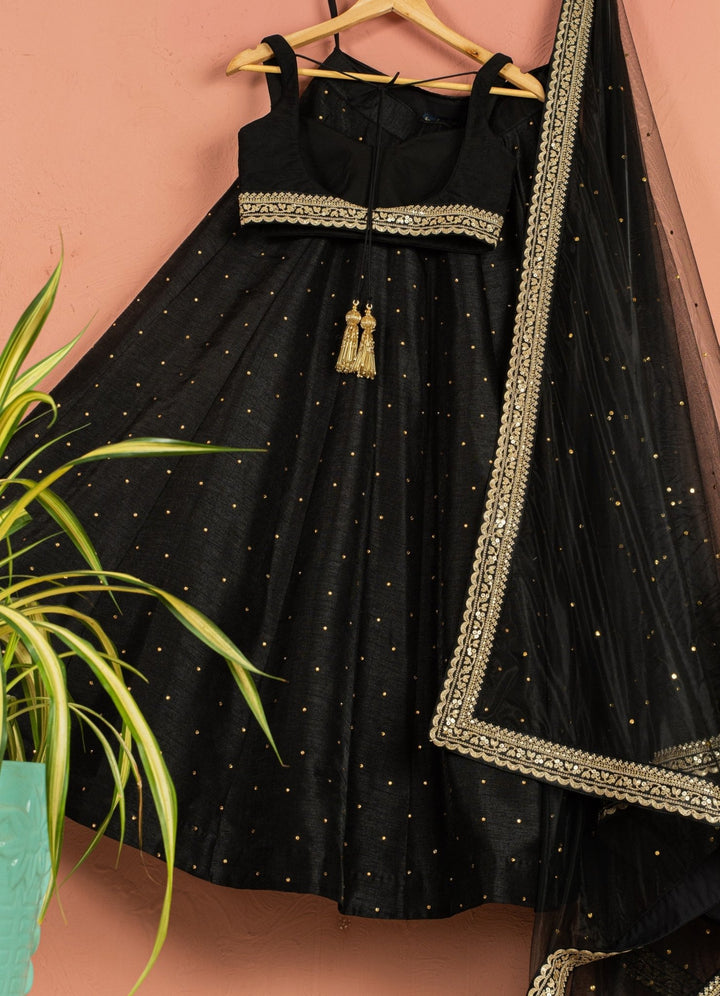 Black Stonework Silk Lehenga With Black Zari Blouse Anisha Shetty - Fabilicious Fashion