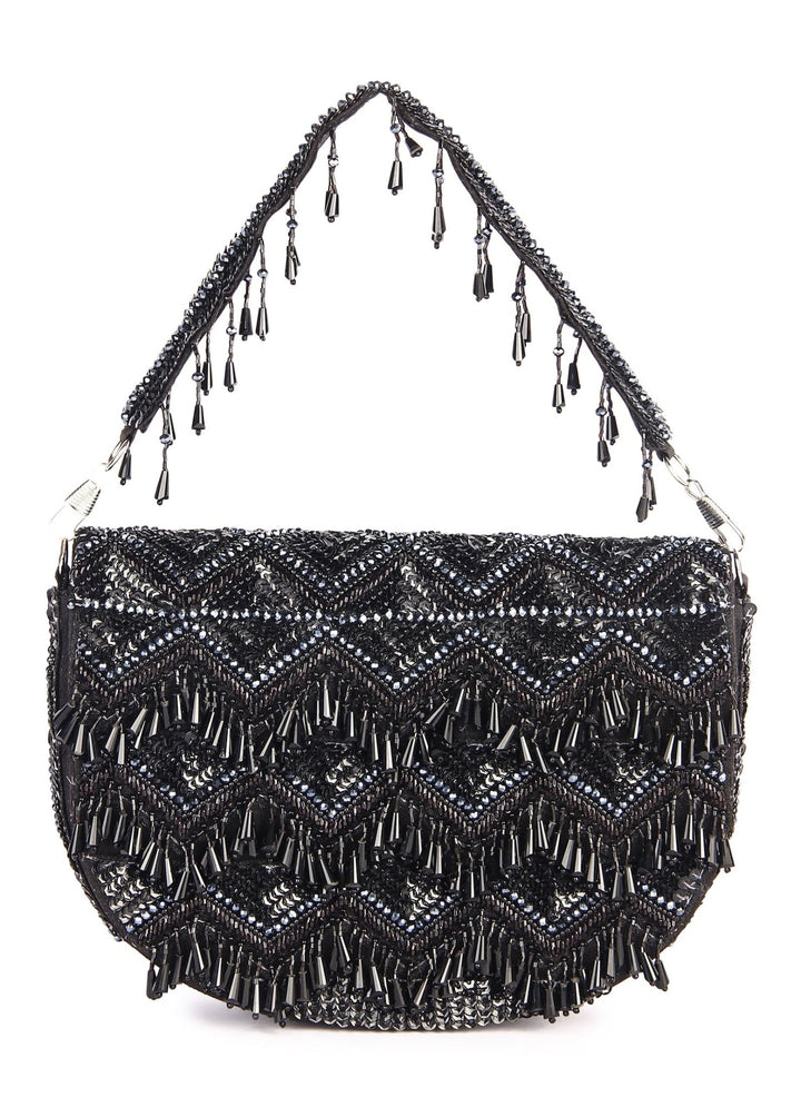 Black Tasselly Clutch The Purple Sack - Fabilicious Fashion