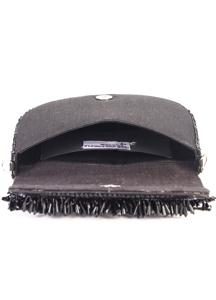 Black Tasselly Clutch The Purple Sack - Fabilicious Fashion