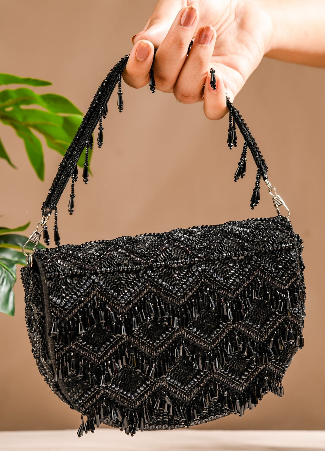 Black Tasselly Clutch The Purple Sack - Fabilicious Fashion