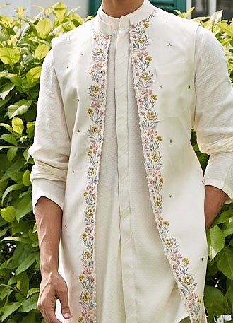Blossom White Shrug Set Contrast by Parth - Fabilicious Fashion