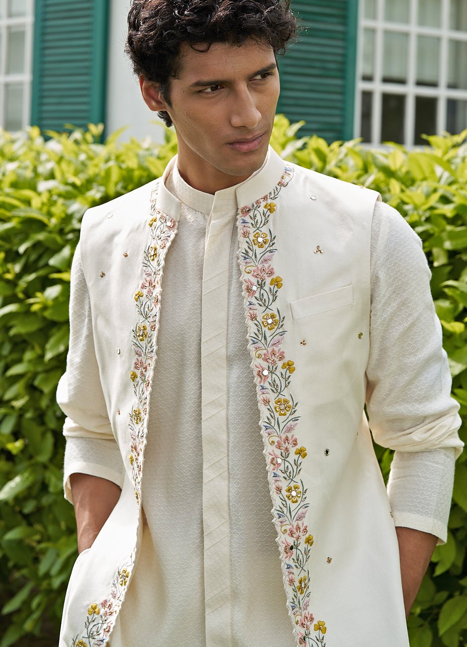 Blossom White Shrug Set Contrast by Parth - Fabilicious Fashion