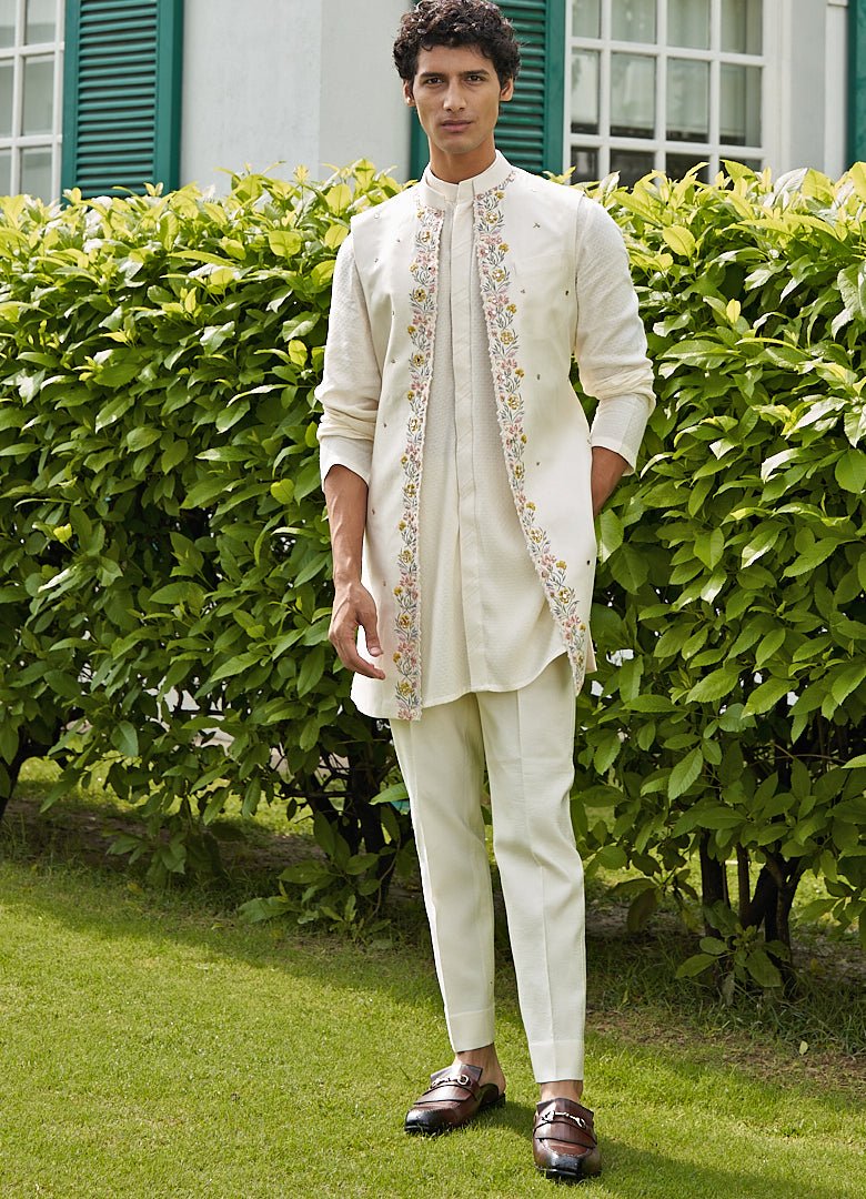 Blossom White Shrug Set Contrast by Parth - Fabilicious Fashion