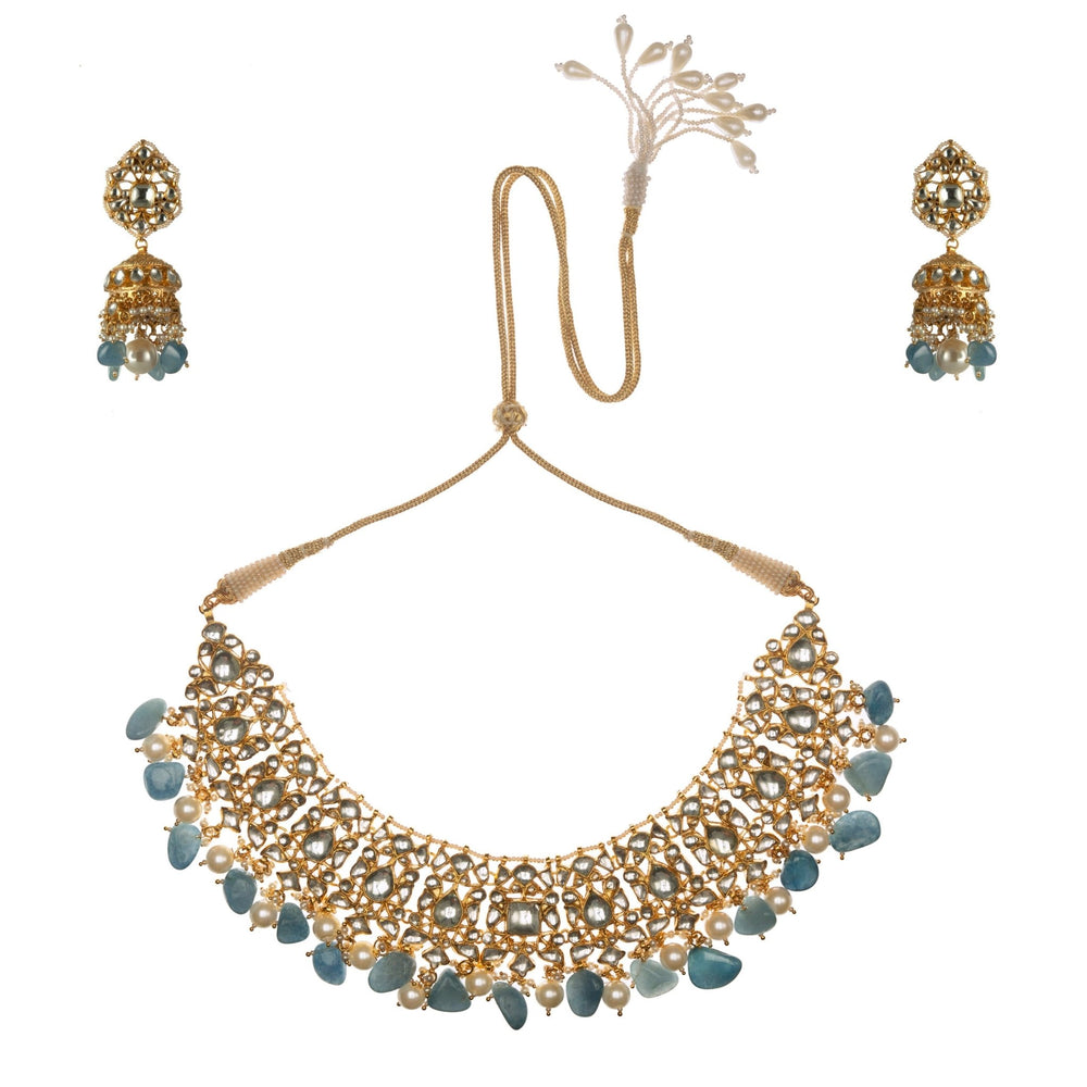 Blue And White Choker Set Riana by Shikha Jindal - Fabilicious Fashion