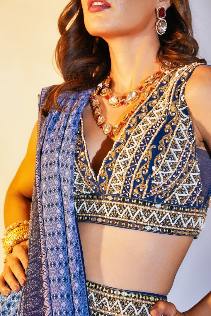 Blue Georgette Printed Lehenga With Embellished Blouse And Dupatta Rashika Sharma - Fabilicious Fashion