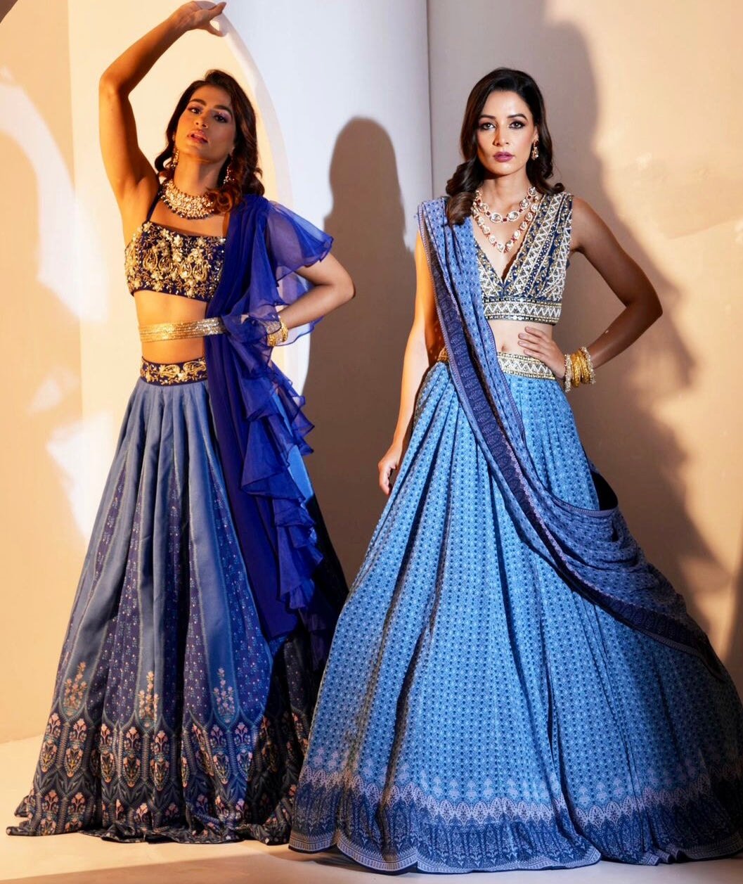 Blue Georgette Printed Lehenga With Embellished Blouse And Dupatta Rashika Sharma - Fabilicious Fashion
