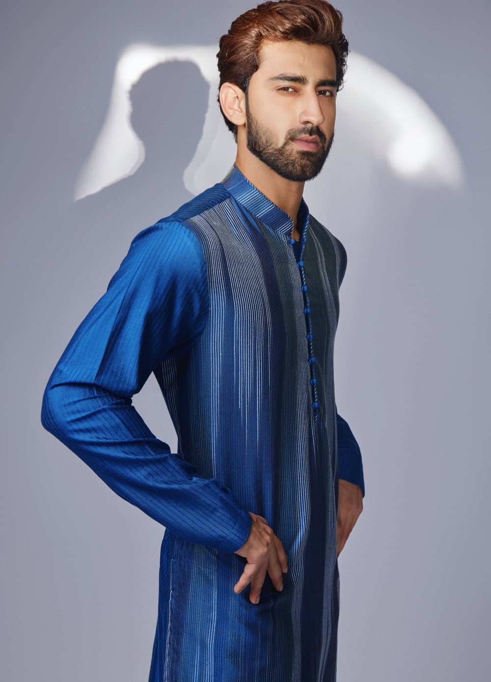 Blue & Ivory Kurta With Pant Set Chatenya Mittal - Fabilicious Fashion