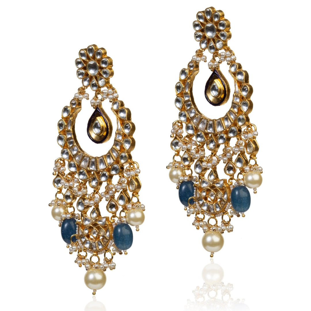 Blue Small Stone Necklace Set Riana by Shikha Jindal - Fabilicious Fashion