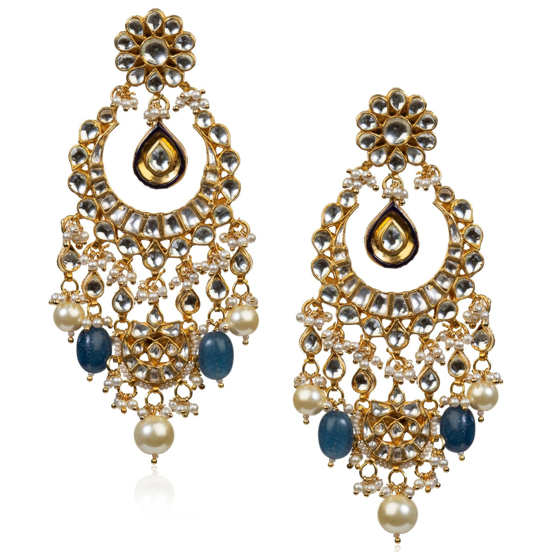 Blue Small Stone Necklace Set Riana by Shikha Jindal - Fabilicious Fashion