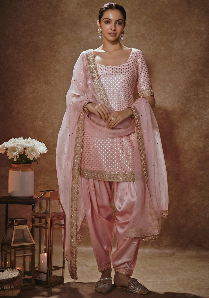 Blush Pink And Gold Kurta Salwar Set Renee Label - Fabilicious Fashion