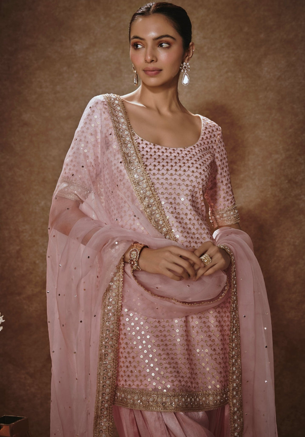 Blush Pink And Gold Kurta Salwar Set Renee Label - Fabilicious Fashion