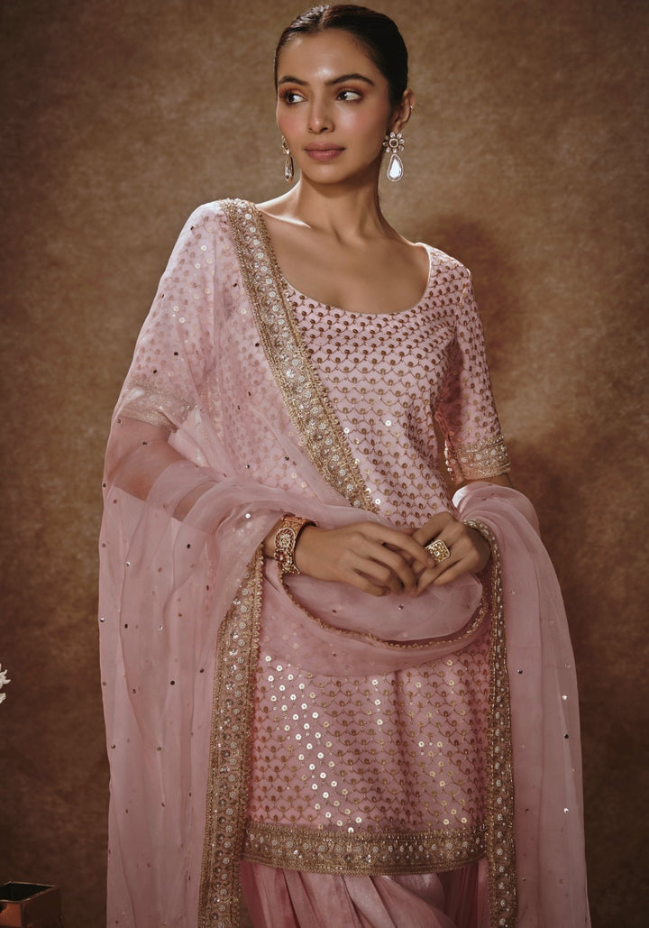 Blush Pink And Gold Kurta Salwar Set Renee Label - Fabilicious Fashion