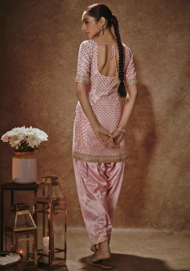 Blush Pink And Gold Kurta Salwar Set Renee Label - Fabilicious Fashion