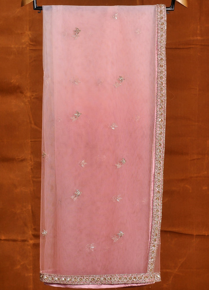 Blush Pink Bridal Silk Lehenga Set With Beads And Crystal Work Nitika Gujral - Fabilicious Fashion