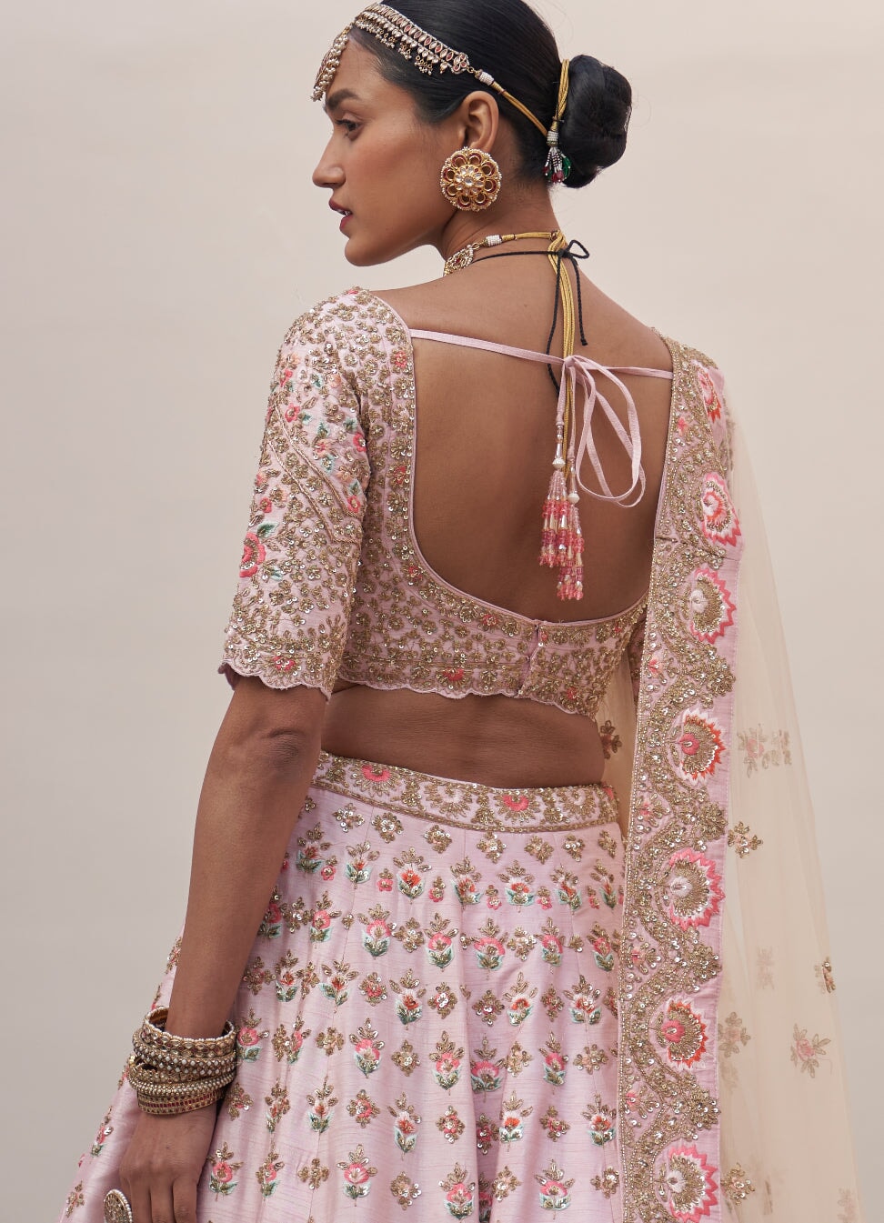 Blush Pink Double Dupatta Lehenga Set Angad Singh - Fabilicious Fashion