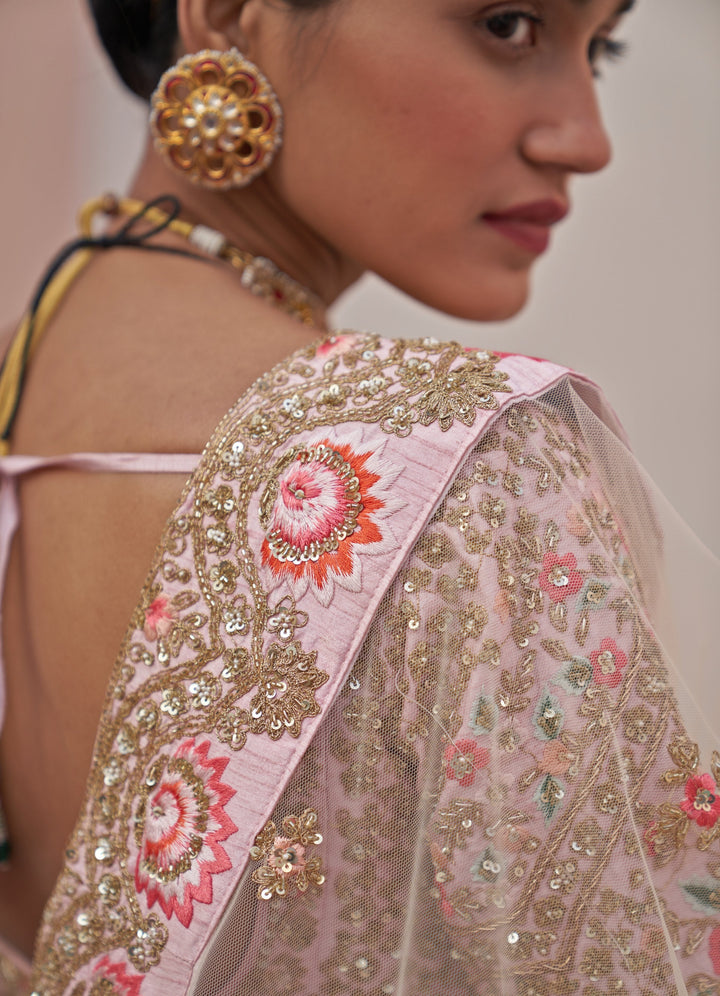 Blush Pink Double Dupatta Lehenga Set Angad Singh - Fabilicious Fashion