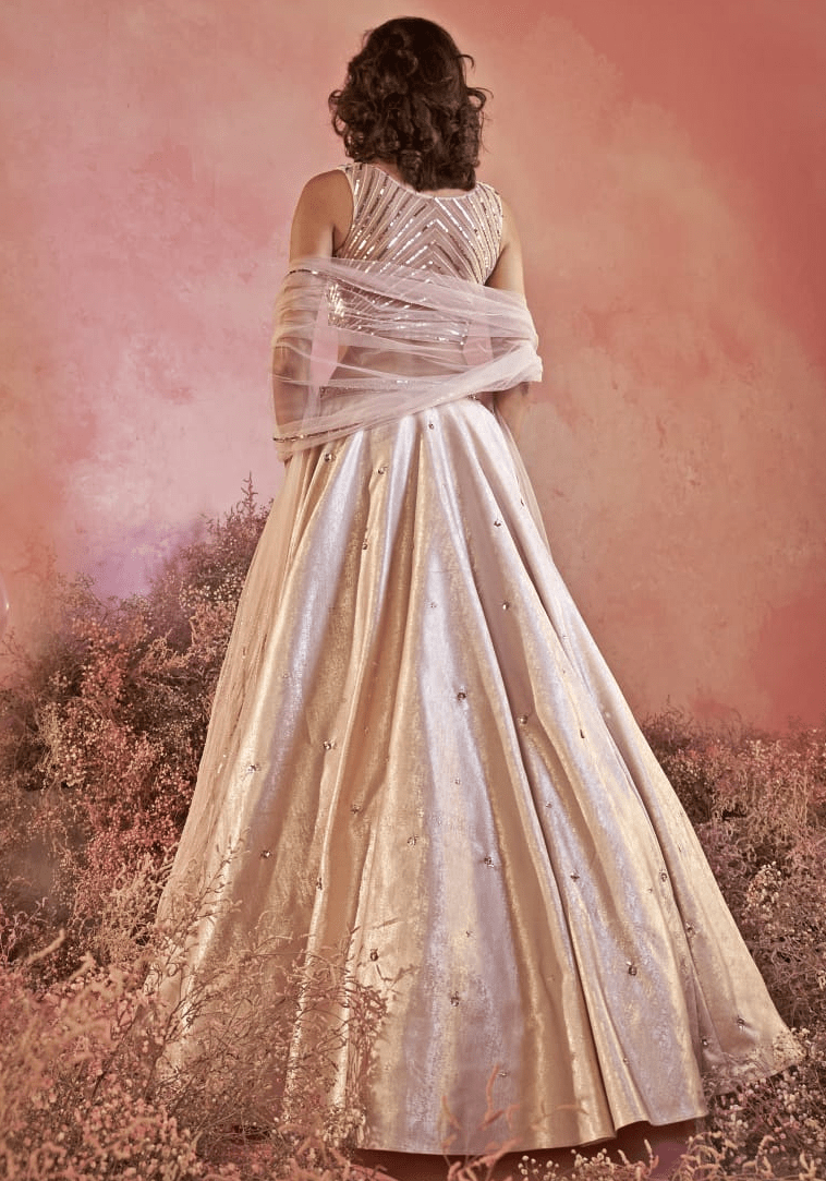 Blush Pink Embroidered Lehenga Set Parul Gandhi - Fabilicious Fashion
