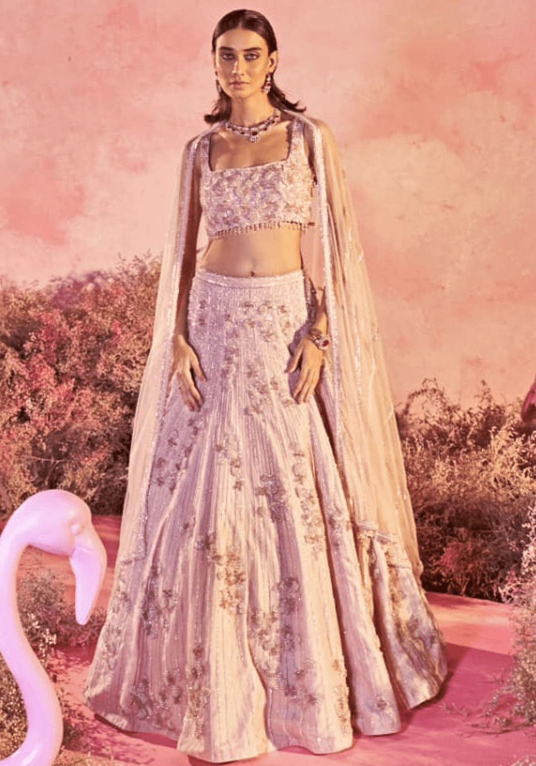 Blush Pink Embroidered Lehenga Set Parul Gandhi - Fabilicious Fashion