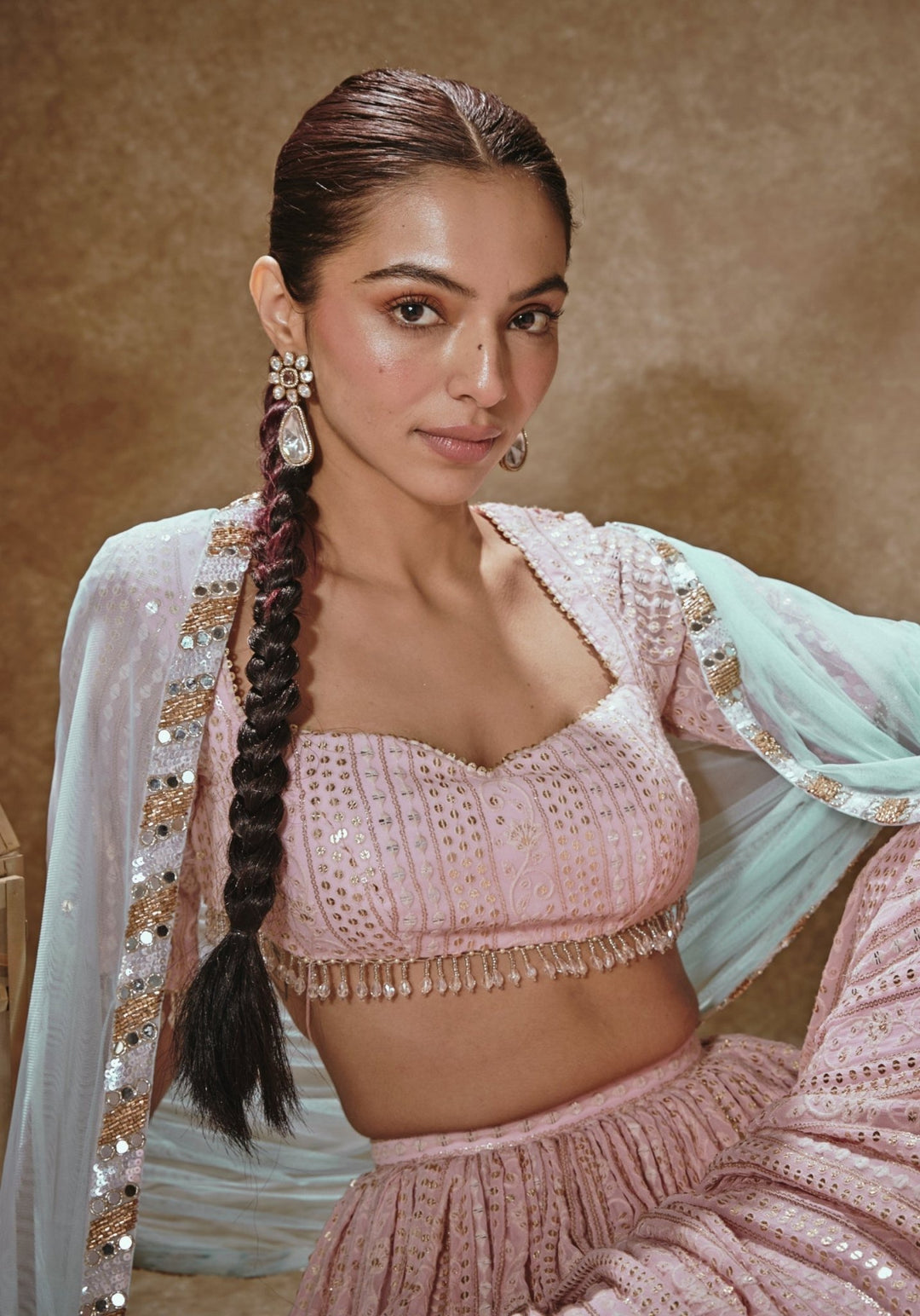 Blush Pink Embroidered Lehenga Set Renee Label - Fabilicious Fashion