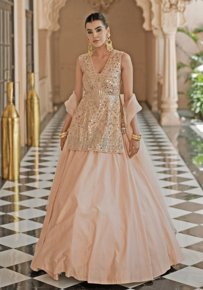 Blush Pink Kurta Lehenga Set Esha Koul - Fabilicious Fashion