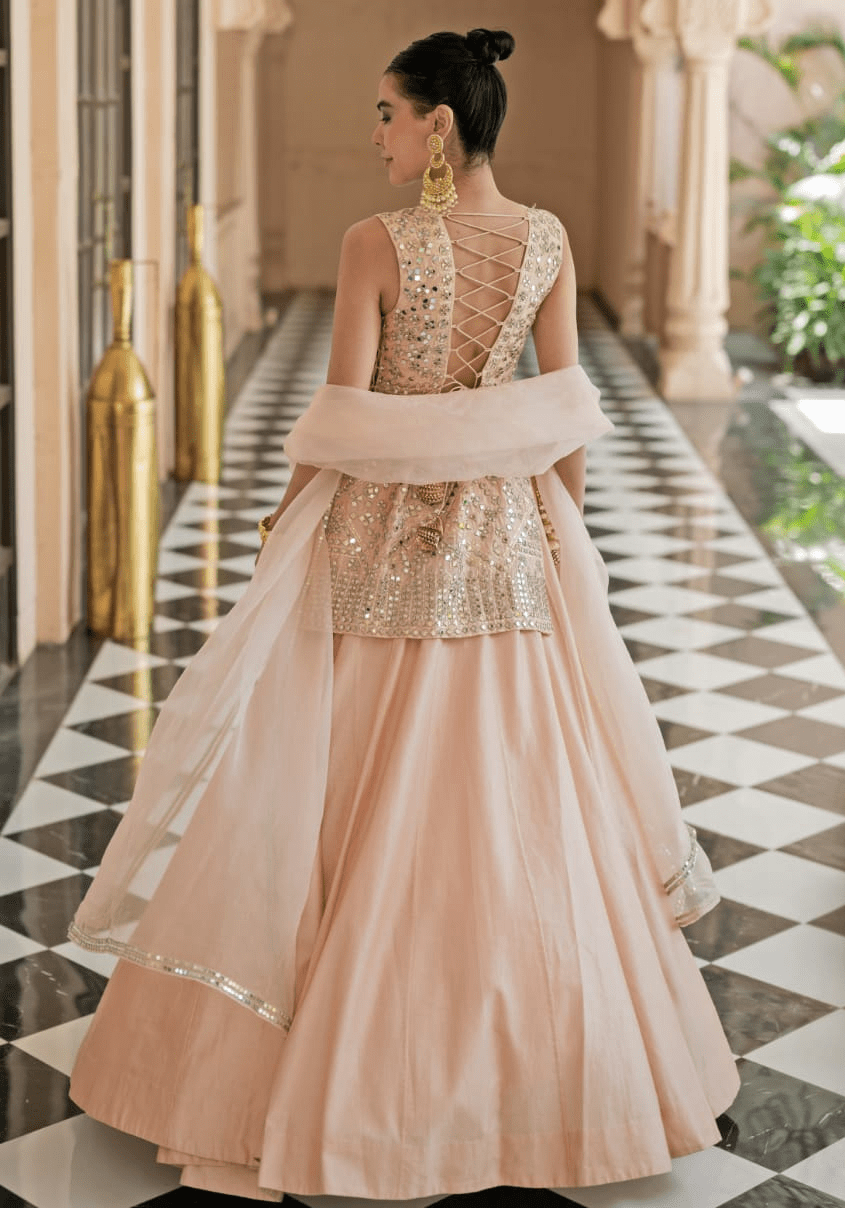 Blush Pink Kurta Lehenga Set Esha Koul - Fabilicious Fashion