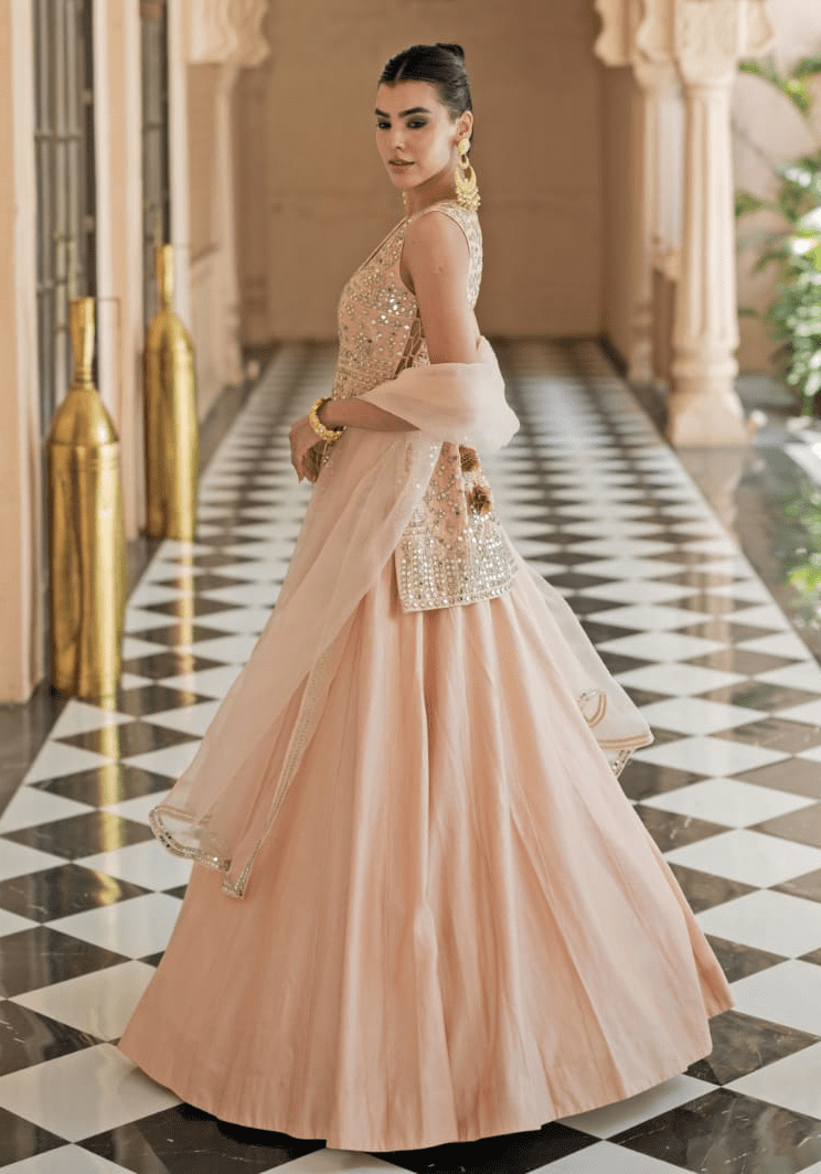 Blush Pink Kurta Lehenga Set Esha Koul - Fabilicious Fashion