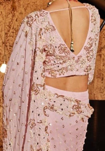 Blush Pink Pre Drape Saree Set Nidhika Shekhar - Fabilicious Fashion