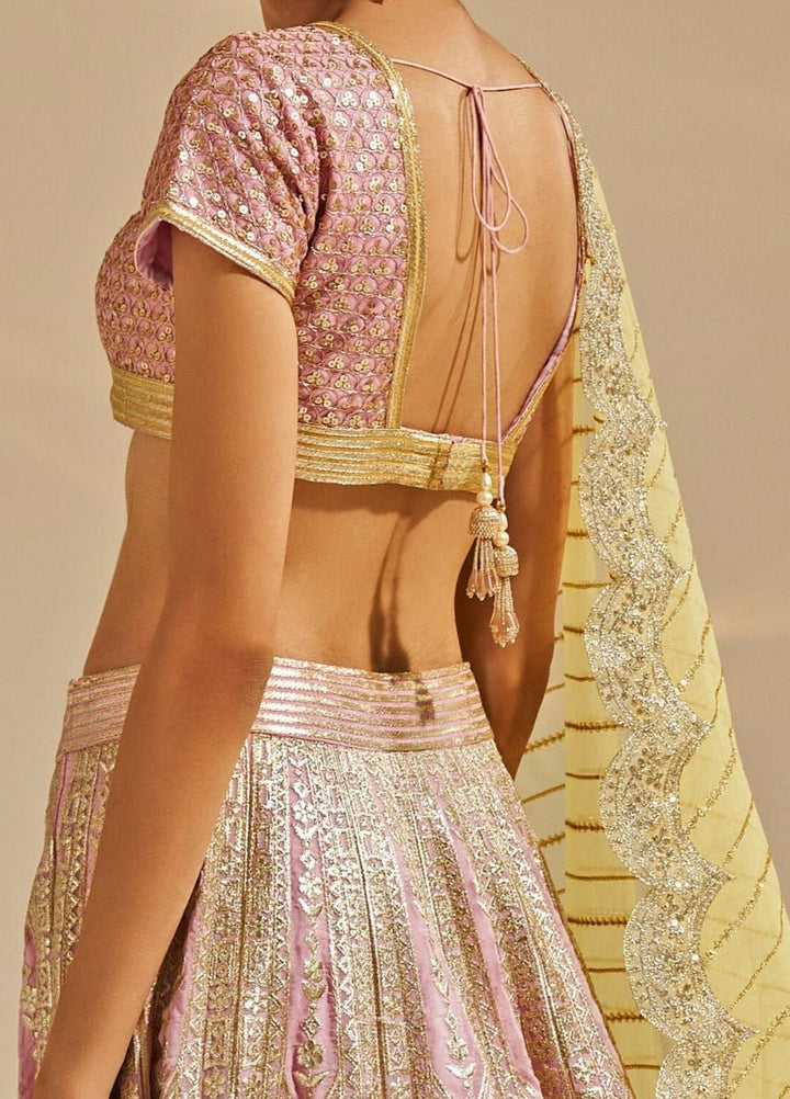Blush Pink Sequinned Organza Lehenga Set Studio Iris - Fabilicious Fashion