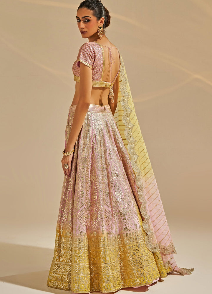 Blush Pink Sequinned Organza Lehenga Set Studio Iris - Fabilicious Fashion