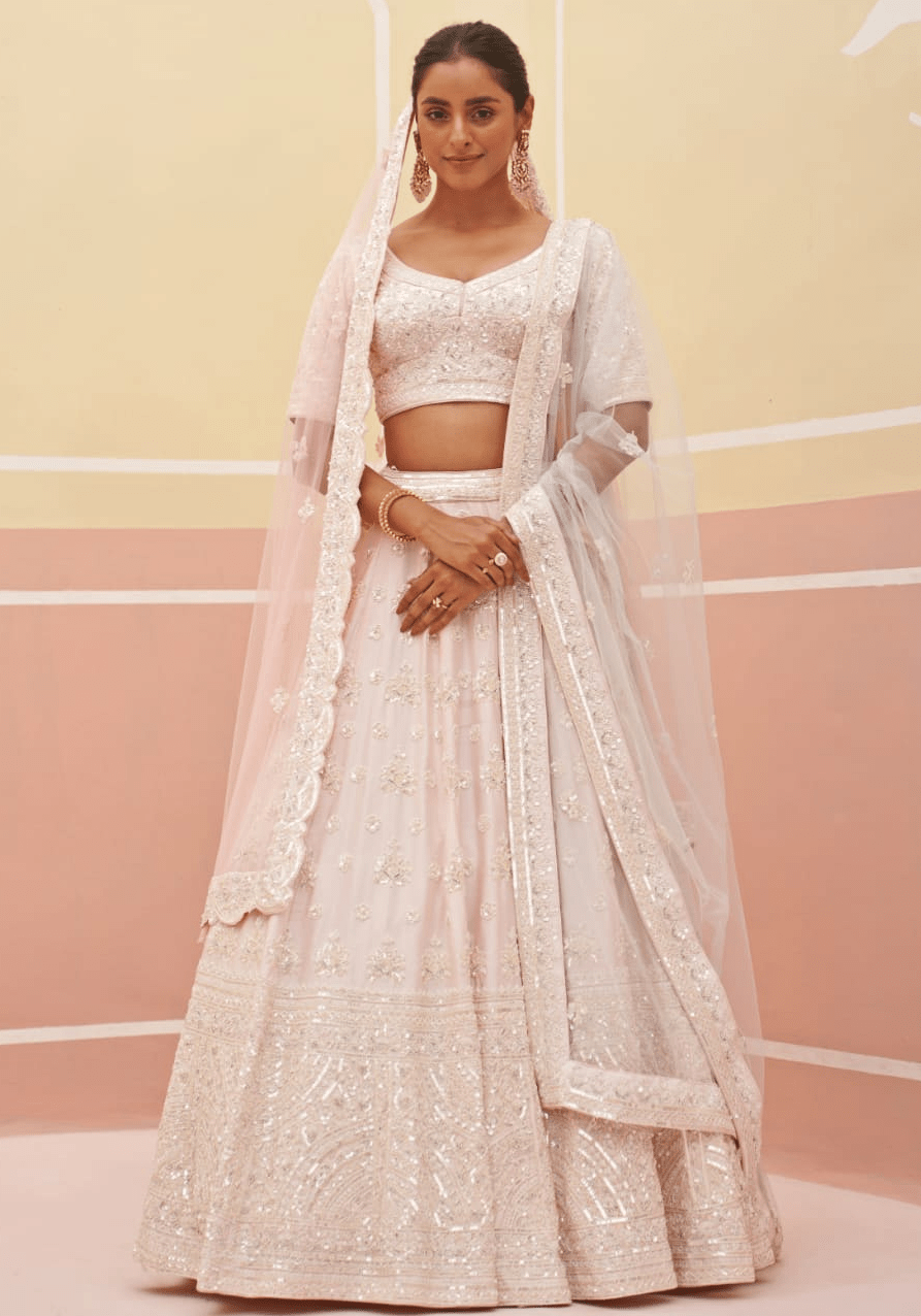 Blush Pink Silk Embroidered Bridal Lehenga Angad Singh - Fabilicious Fashion