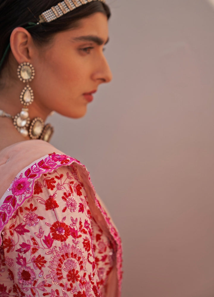 Blush Pink Thread work Double Dupatta Lehenga Set Angad Singh - Fabilicious Fashion