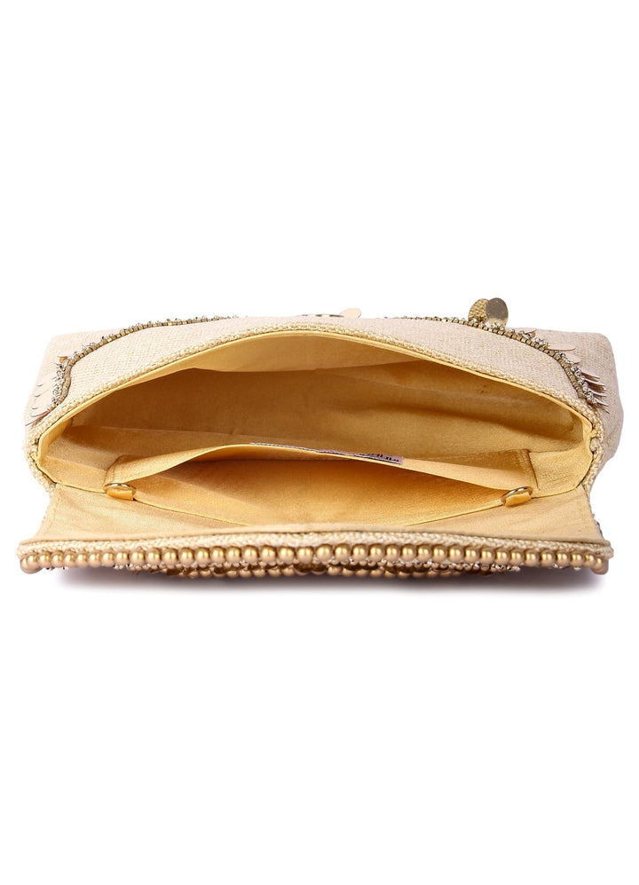 Boho Gold Beige Clutch The Purple Sack - Fabilicious Fashion