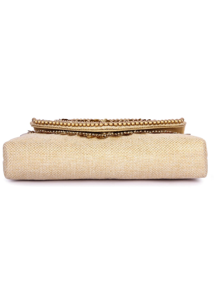 Boho Gold Beige Clutch The Purple Sack - Fabilicious Fashion