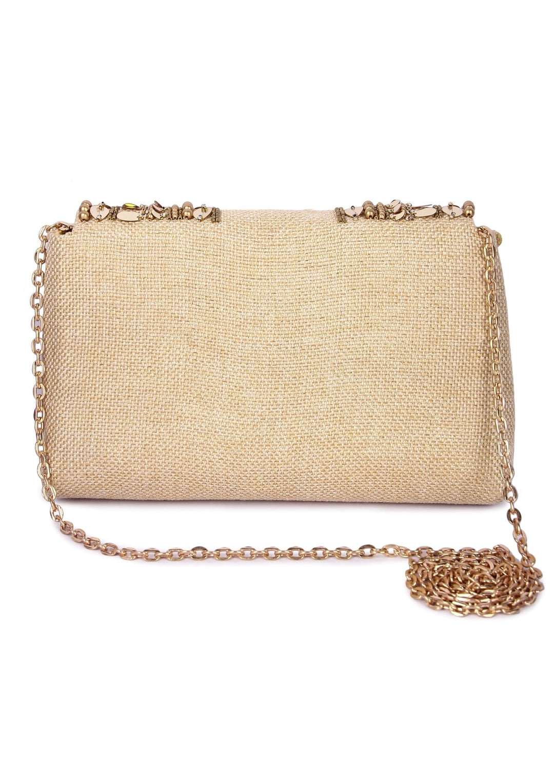 Boho Gold Beige Clutch The Purple Sack - Fabilicious Fashion