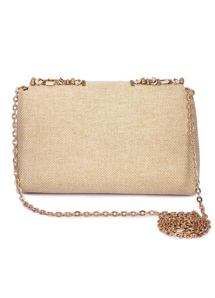Boho Gold Beige Clutch The Purple Sack - Fabilicious Fashion